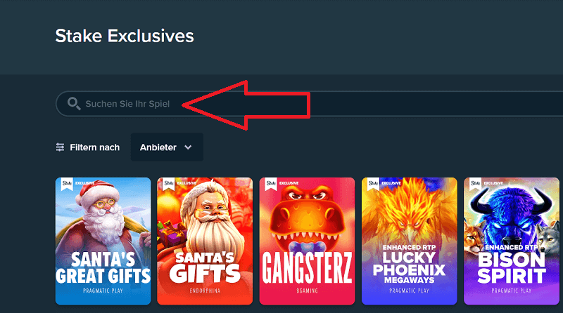Stake Suchfunktion