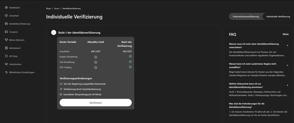 Bitget Kontoverifizierung