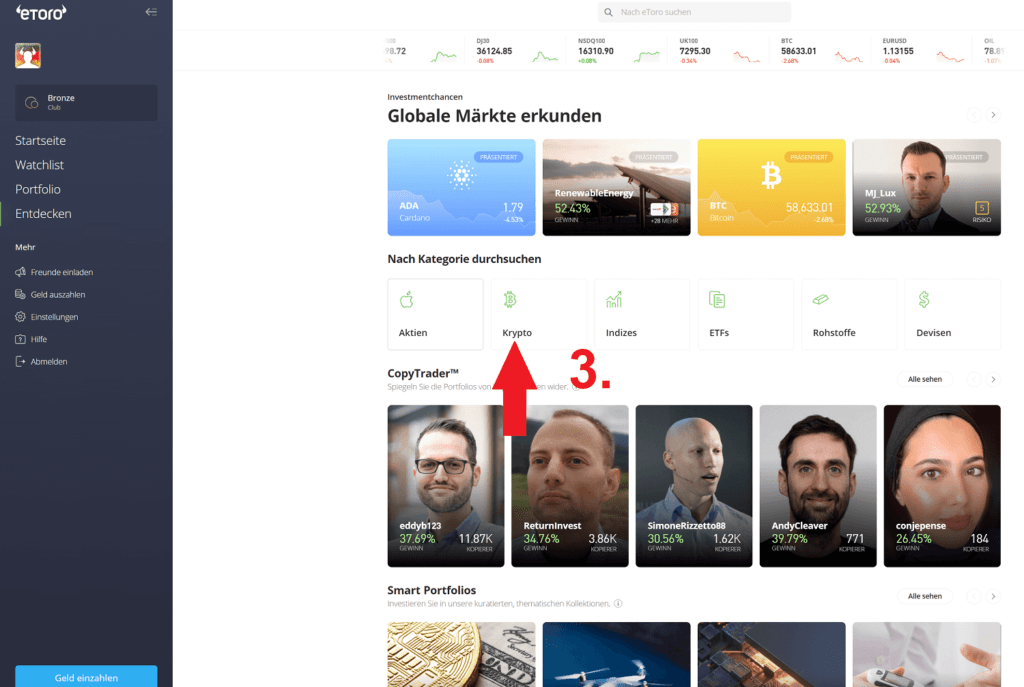 Etoro Iota kaufen mit Paypal - Kryptowährungen auswählen